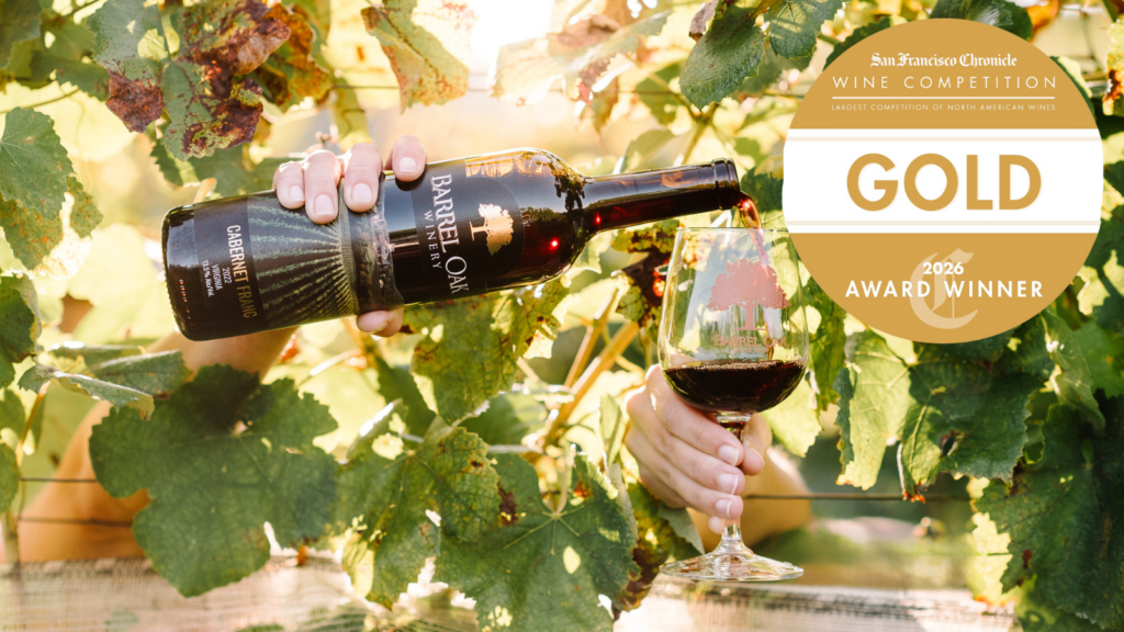 Barrel Oak wine receiving Gold Award