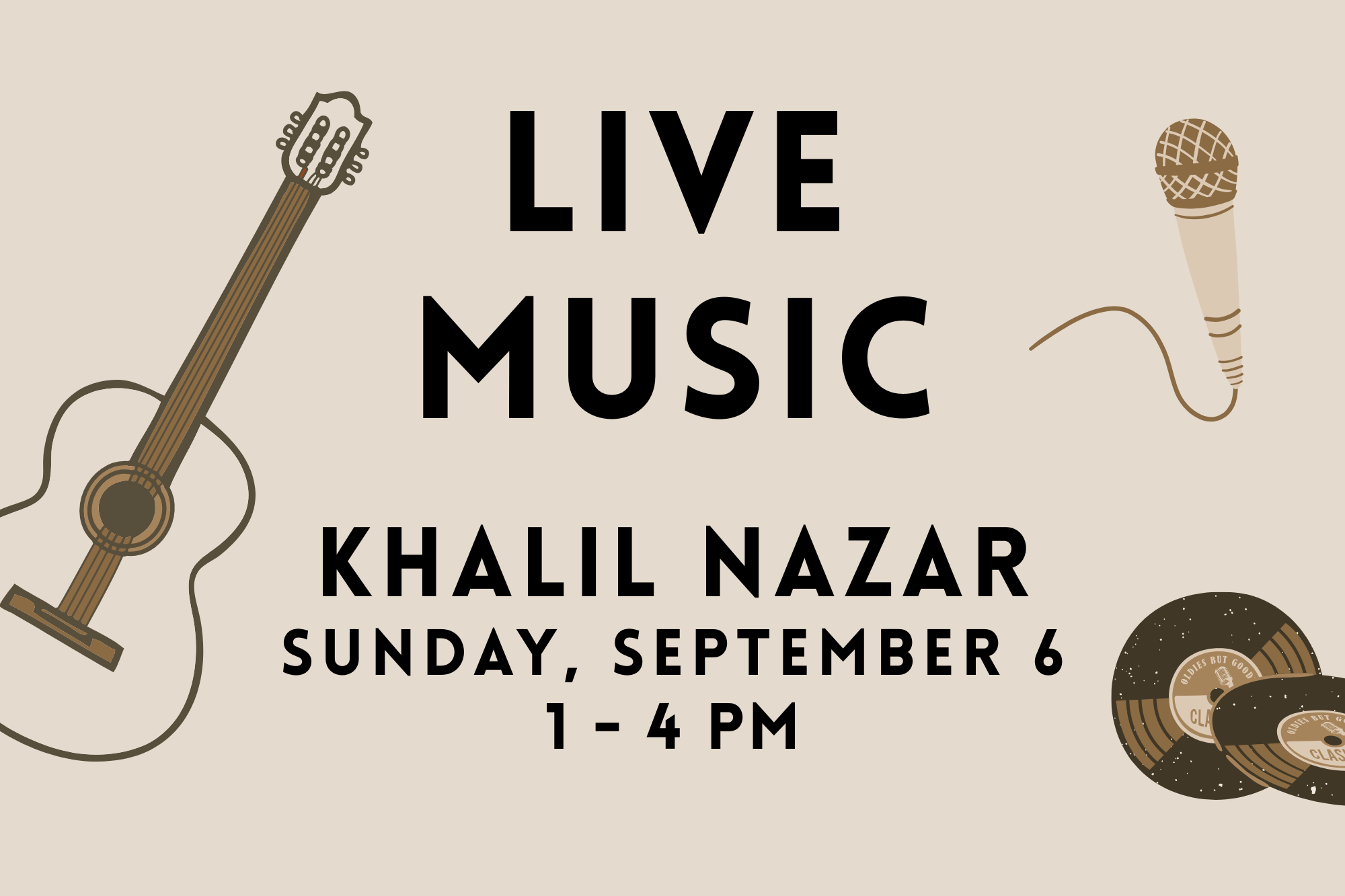 Khalil Nazar live music promotional graphic for September 6