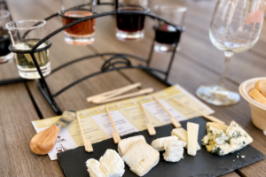 Wine and cheese tasting board for Wine & Cheese Day at Barrel Oak